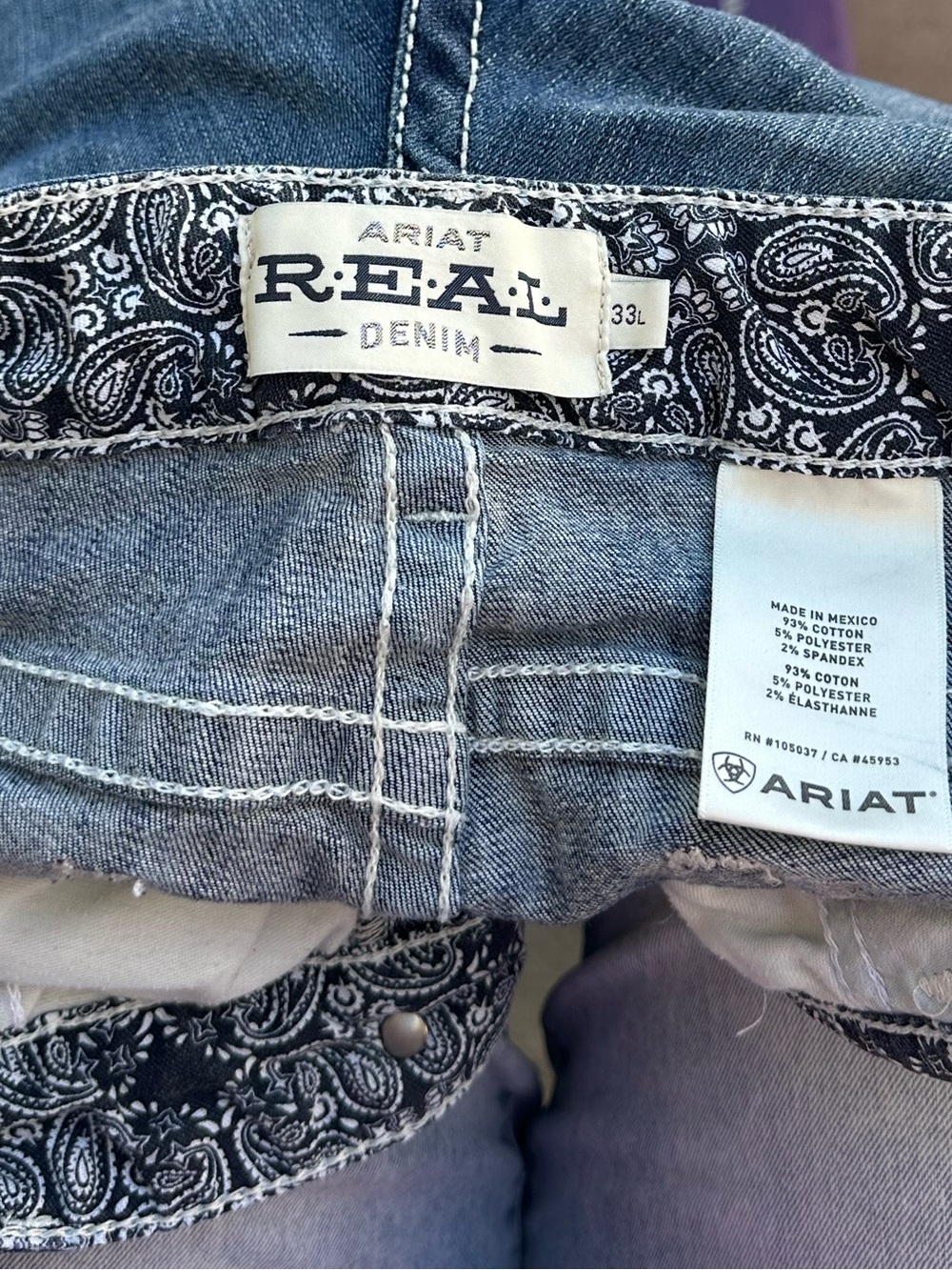 Ariat Women's Dark Blue Bootcut Jeans with Paisley Waistband